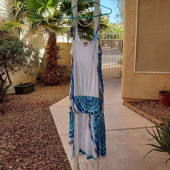 Lascana for Venus blue white spaghetti strap beachy dress NWT women's size 12 - Picture 5 of 8